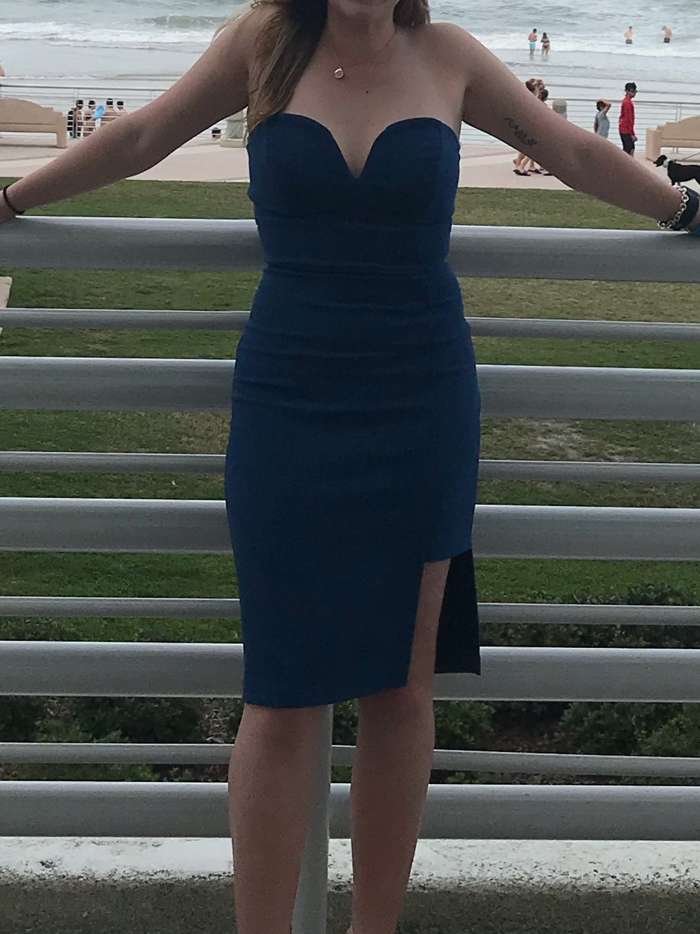 Mystic Strapless Sweetheart Cocktail Dress in Deep Blue